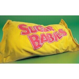 Large Vintage Sugar Babies Pillow Decorative Yellow 30"x15" Tootsie